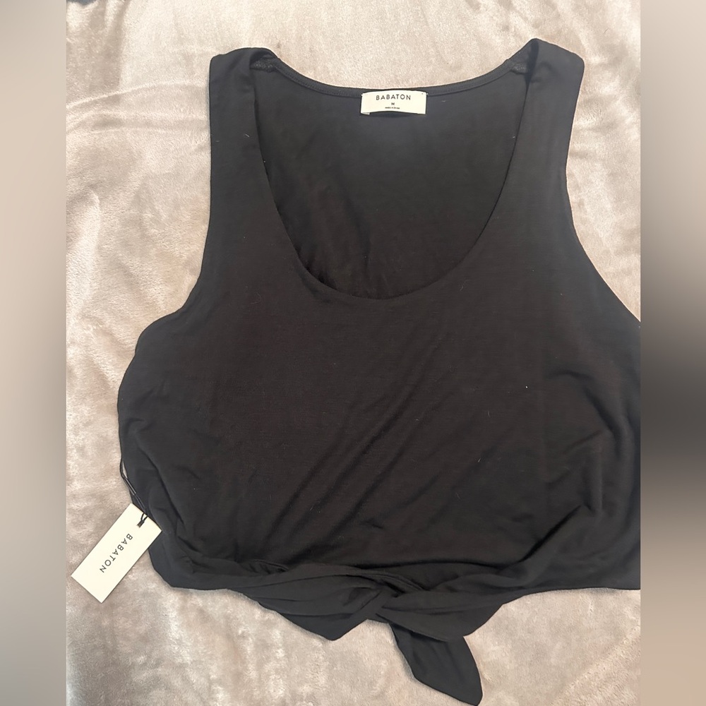 Aritzia BABATON Jeronimo tie front tank top in Black M NWT‎